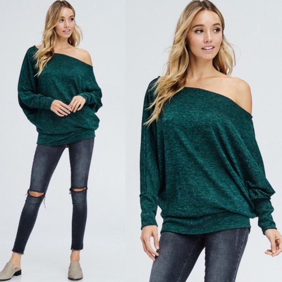 Adorable Off Shoulder Top in Green - Picture 1 of 2